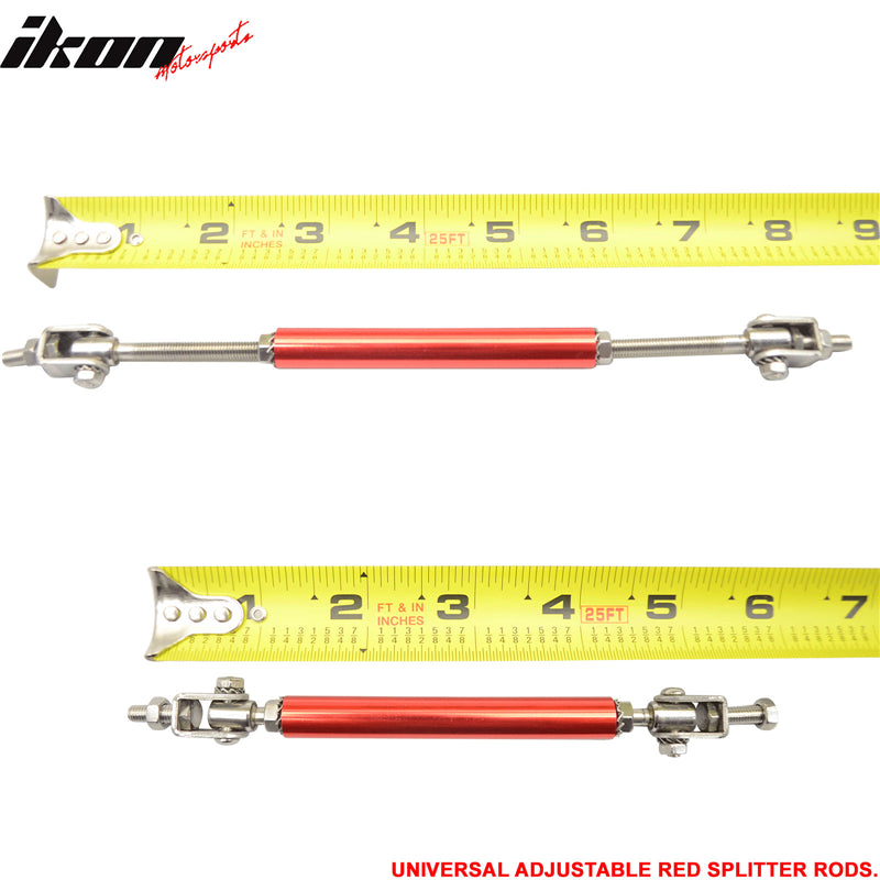 Red Adjustable 5.5-8 Universal Strut Rod Bumper Lip Splitter Tie Support Bars