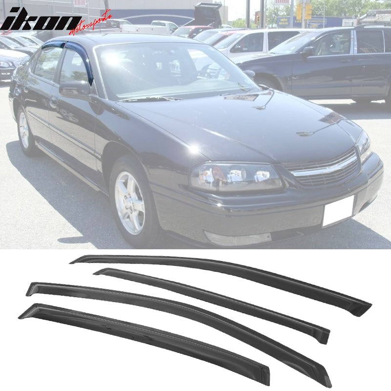 2000-2005 Chevy Impala Sedan Slim Style Smoke Window Visors Acrylic