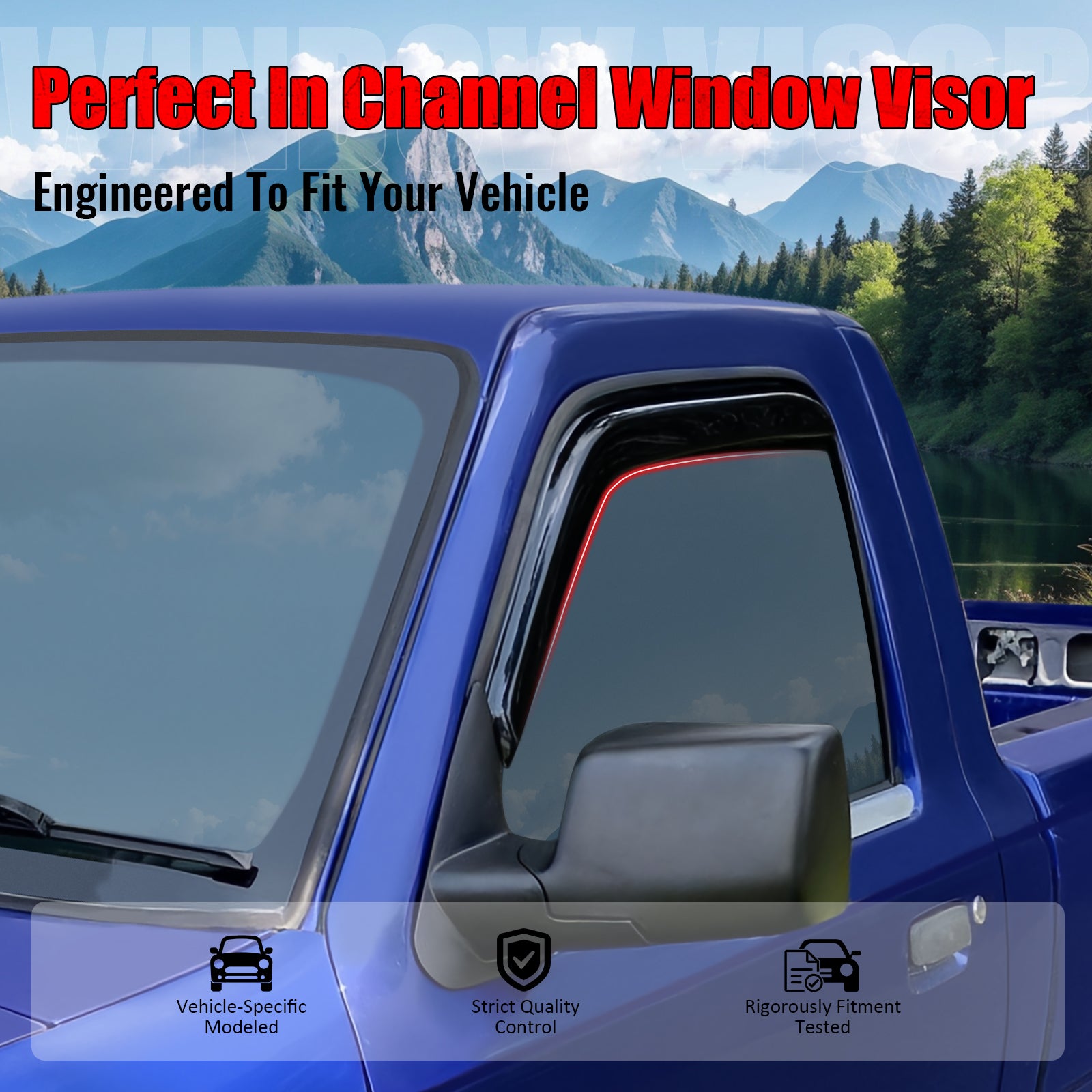 IKON MOTORSPORTS In Channel Window Visors Compatible with 2000-2006 Toyota Tundra Standard/Regular Cab, Acrylic Black Rain Guards, Side Window Wind Deflectors 2PCS