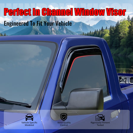 IKON MOTORSPORTS In Channel Window Visors Compatible with 2000-2006 Toyota Tundra Standard/Regular Cab, Acrylic Black Rain Guards, Side Window Wind Deflectors 2PCS