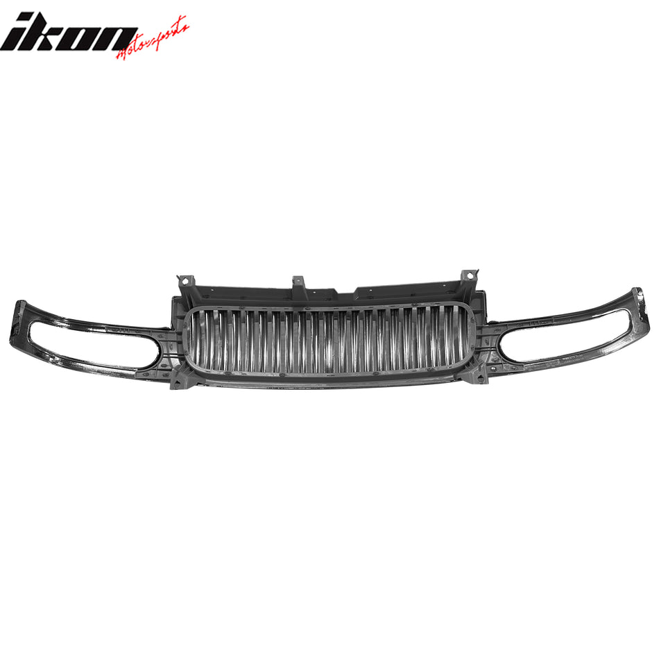 IKON MOTORSPORTS Front Upper Grille, Compatible with 2000-2006 GMC Yukon/Yukon XL 1500 Denali, Vertical Style Chrome ABS Plastic Replacement Front Bumper Hood Grille Grill Assembly 1PC