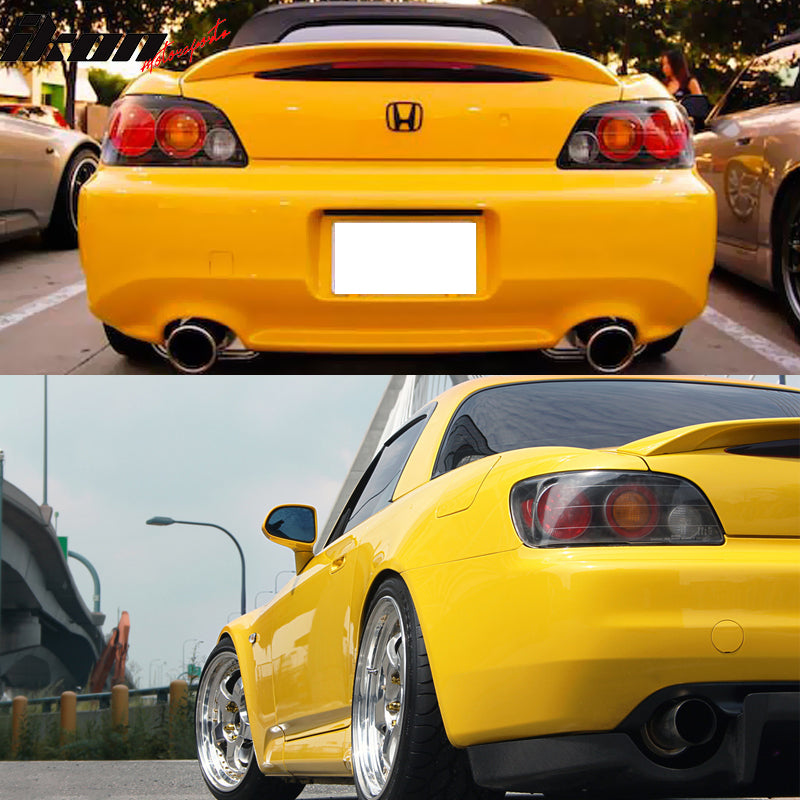 IKON MOTORSPORTS, Trunk Spoiler Compatible With 2000-2009 Honda S2000 AP1 AP2, OE Factory Style Painted #Y52P Spa Yellow Pearl ABS Plastic Rear Trunk Lid Spoiler Wing Lip