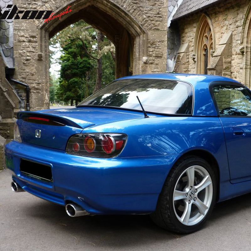 IKON MOTORSPORTS, Trunk Spoiler Compatible With 2000-2009 Honda S2000 AP1 AP2, OE Factory Style Painted #B545P Laguna Blue Pearl ABS Plastic Rear Trunk Lid Spoiler Wing Lip