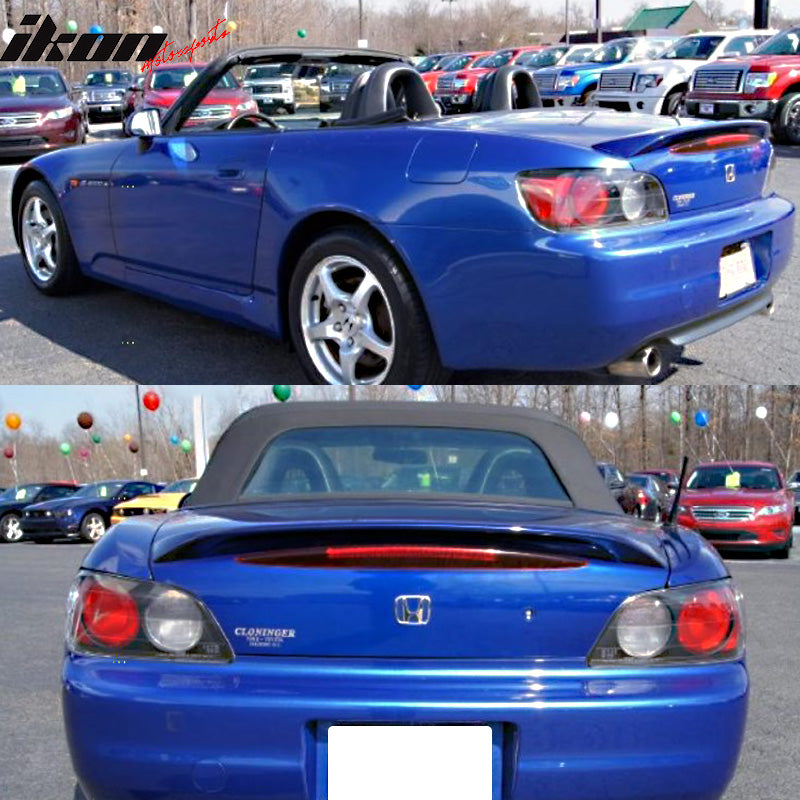 IKON MOTORSPORTS, Trunk Spoiler Compatible With 2000-2009 Honda S2000 AP1 AP2, OE Factory Style Painted #B66P Monte Carlo Blue Pearl ABS Plastic Rear Trunk Lid Spoiler Wing Lip