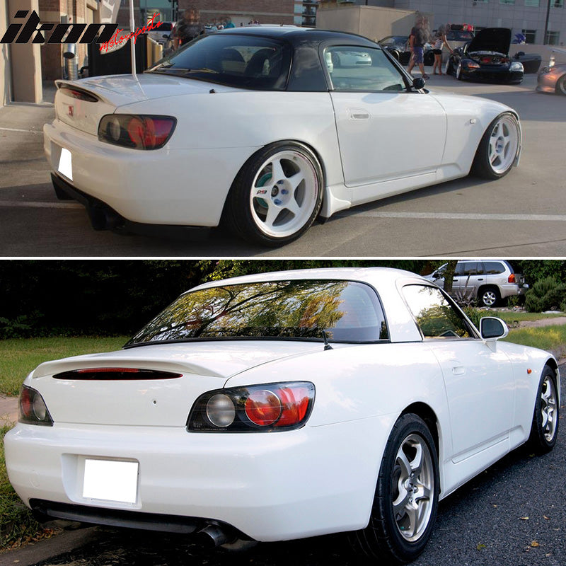 IKON MOTORSPORTS, Trunk Spoiler Compatible With 2000-2009 Honda S2000 AP1 AP2, OE Factory Style Painted #NH578 Taffeta White ABS Plastic Rear Trunk Lid Spoiler Wing Lip
