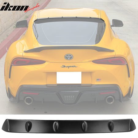 IKON MOTORSPORTS, Trunk Spoiler & Roof Lip Compatible With 2020-2025 Toyota GR Supra & Supra J29 MK5, Unpainted Black ABS TRD Style Rear Spoiler & V2 Style Rear Window Visor Spoiler, 2021