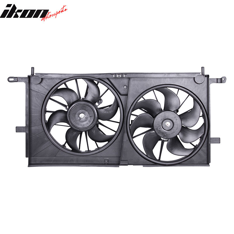 IKON MOTORSPORTS Radiator Cooling Fan Assembly Replacement for 2001-2003 Chevy Venture 2002-2007 Rendezvous 2001-2004 Oldsmobile Silhouette, 10312887 GM3115137 GM3115136 Dual Engine Fans, Black
