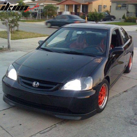 Fits 01-03 Honda Civic 4DR TR Style Front Bumper Lip Spoiler + Rear Diffuser Kit
