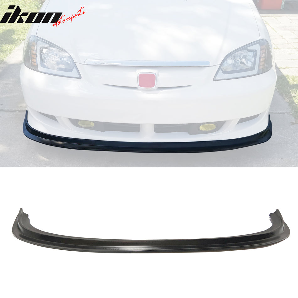 2001-2003 Honda Civic MDA Style Unpainted Black Front Bumper Lip PU