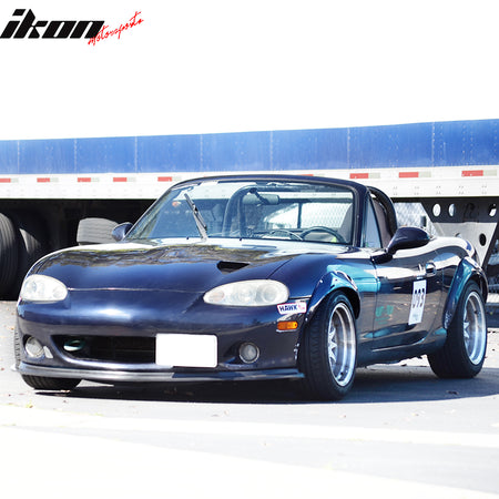 Front Bumper Lip Spoiler Compatible With 2001-2005 Mazda Miata MX-5 MX5, DS Style Black PU Front Bumper Lip Spoiler Bodykit Splitter Diffuser Air Dam Chin Diffuser by IKON MOTORSPORTS, 2002 2003