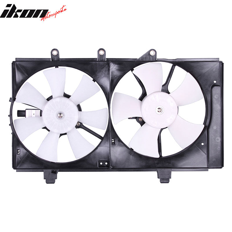 IKON MOTORSPORTS Radiator Cooling Fan Assembly Replacement for 2001 Dodge Neon 4 Speed A/T, 2002 w/ Dual Fan, 2003-2005 2.0L A/T, 5019212AA CH3115130 Automotive Dual Engine Fans, Black