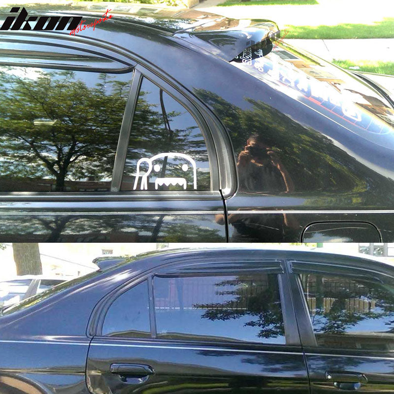 IKON MOTORSPORTS, Rear Roof Window Spoiler Compatible With 2001-2005 HONDA CIVIC 4DR, Factory Style Acrylic Wind Deflector Rain Guard Sunshades, 2002 2003 2004