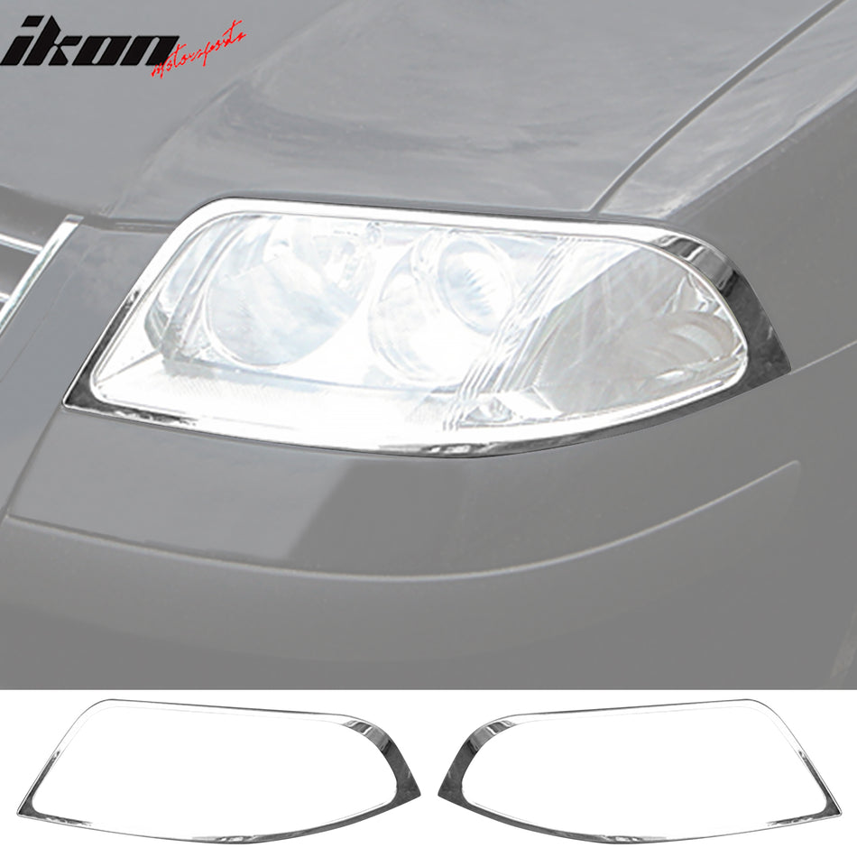 2001-2005 Volkswagen Passat Head Light Bezels Cover Chrome ABS Pair