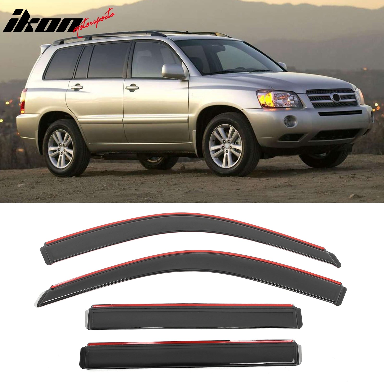 Fits 01-07 Toyota Highlander Acrylic Window Visors In-Channel Rain