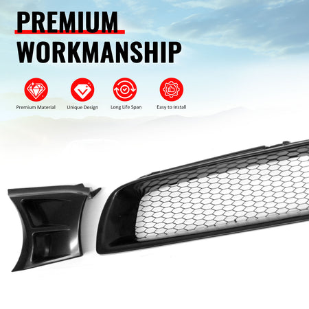Fits 02-03 Subaru Impreza WRX STI Grille Mesh Hood Upper Grill Black Assembly