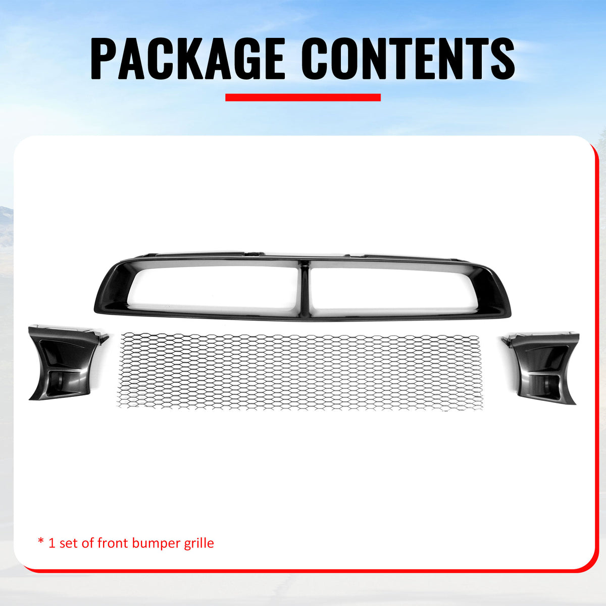 Fits 02-03 Subaru Impreza WRX STI Grille Mesh Hood Upper Grill Black Assembly