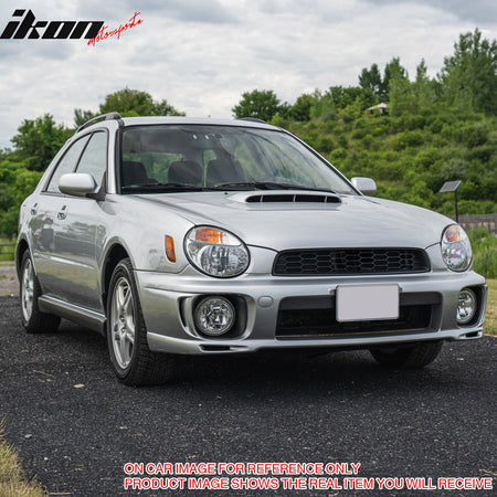IKON MOTORSPORTS Front Bumper Full Body Kit, Compatible with 2002-2003 Subaru Impreza Wagon(WRX/Outback/TS), OE Style Unpainted Black PP Injection Complete Bumper Assembly Replacement Conversion
