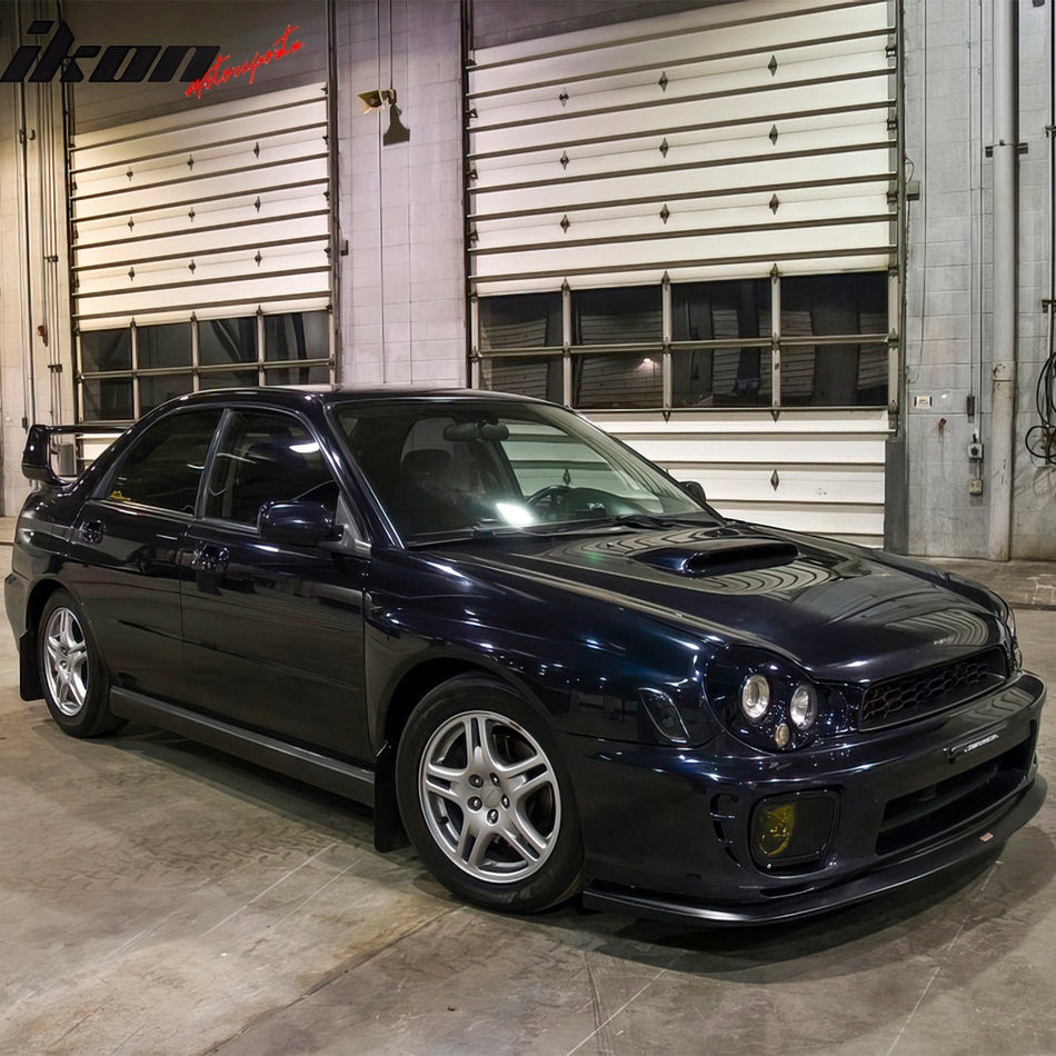 IKON MOTORSPORTS Front Bumper Lip, Compatible with 2002-2003 Subaru Impreza WRX Sedan/RS Sedan, Not Fits Wagon, OE Style Matte Black PP Air Dam Chin Spoiler Protector Splitter 1PC