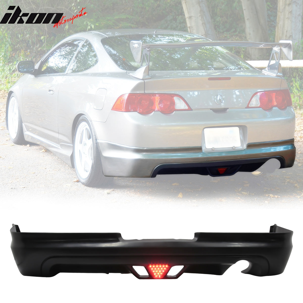 Fits 02-04 Acura RSX Mugen Style Rear Lip Spoiler Diffuser w/ LED Brake ...