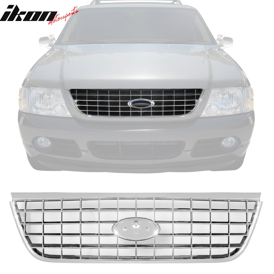 2002 - 2005 Ford Explorer OE Style Front Bumper Upper Grille Chrome ABSIkon Motorsports