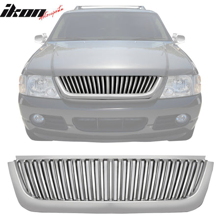 2002 - 2005 Ford Explorer Vertical Style Front Upper Hood Grill ChromeIkon Motorsports