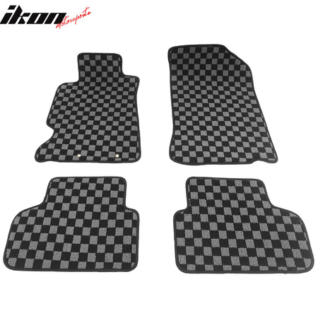 Fits 02-06 Acura RSX 2DR Floor Mats Non-Slip Carpets Checkered Black Gray Plaid