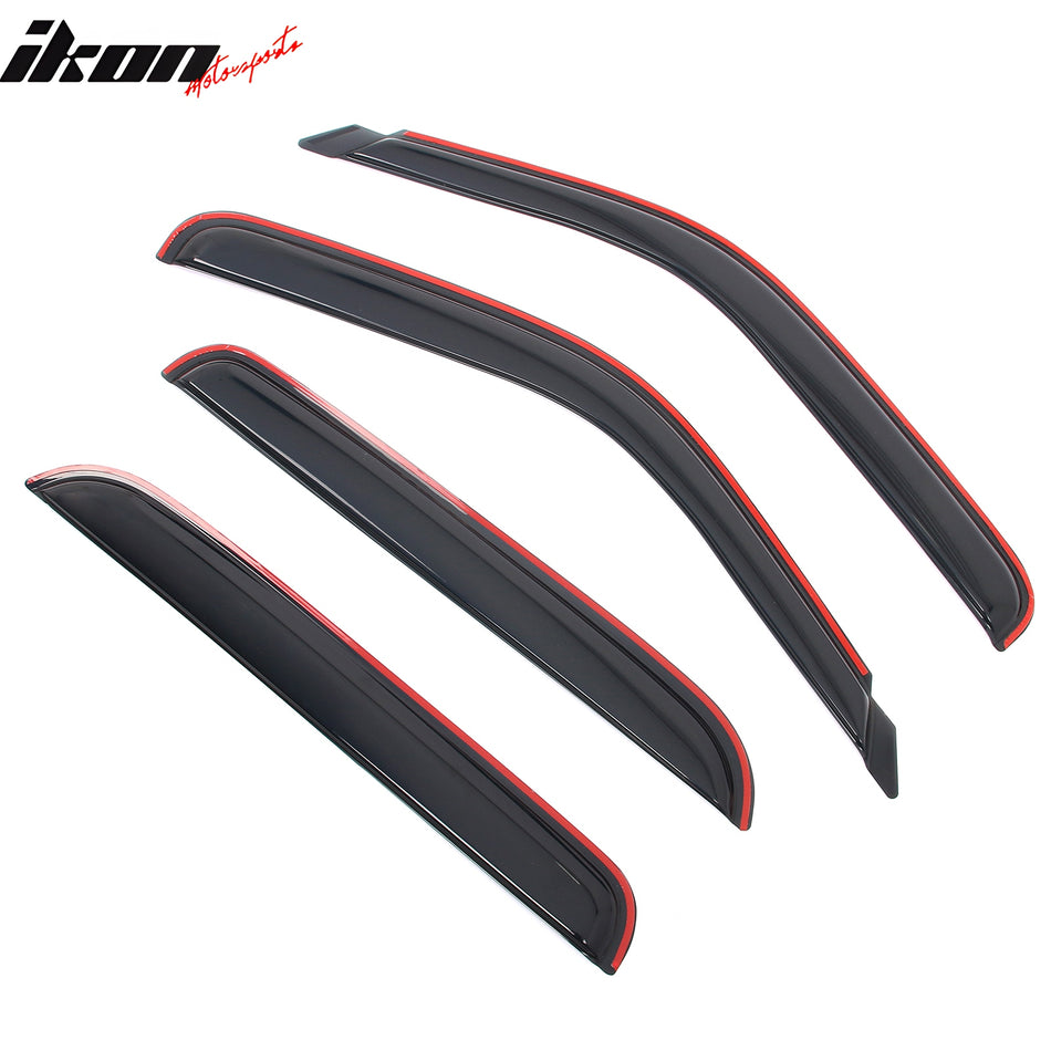 IKON MOTORSPORTS In Channel Window Visors Compatible with 2001-2006 Chevy Silverado & GMC Sierra Yukon XL 1500 2500 3500 Crew Cab, Acrylic Smoke/Tinted Rain Guards, Side Window Wind Deflectors 4PCS