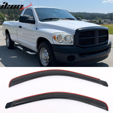 2002 - 2009 Dodge Ram 1500 2500 Standard Cab Smoke Window Visors AcrylicIkon Motorsports