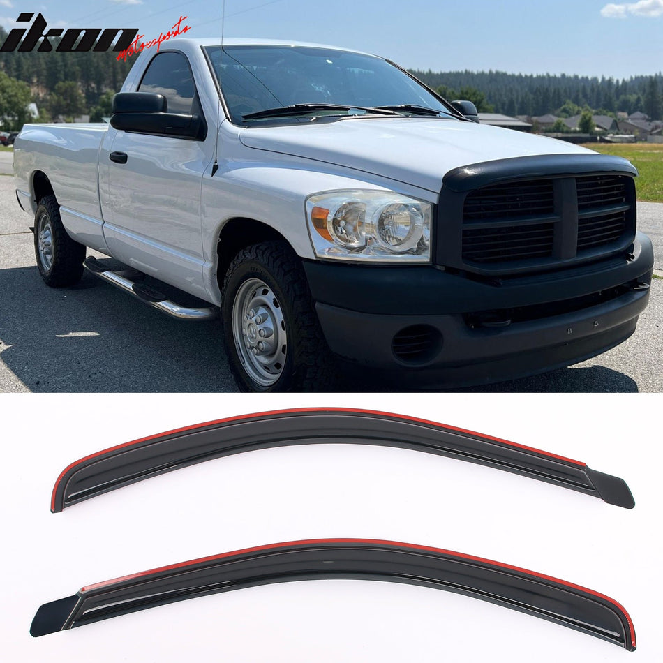 2002 - 2009 Dodge Ram 1500 2500 Standard Cab Smoke Window Visors AcrylicIkon Motorsports