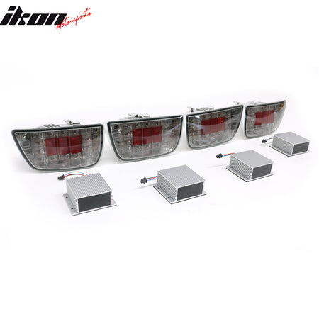 IKON MOTORSPORTS Tail Lights, Compatible with 2010-2013 Chevrolet Chevy Camaro, Direct Plug in Smoke Lens Driver Passenger Side Rear Tail Lights Lamps Assembly Replacement, 2PCS