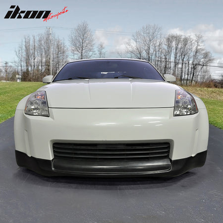 IKON MOTORSPORT Front Bumper Lip Compatible with 2003-2005 NISSAN 350Z, ING-S Style PU Black Front Lip Spoiler Splitter