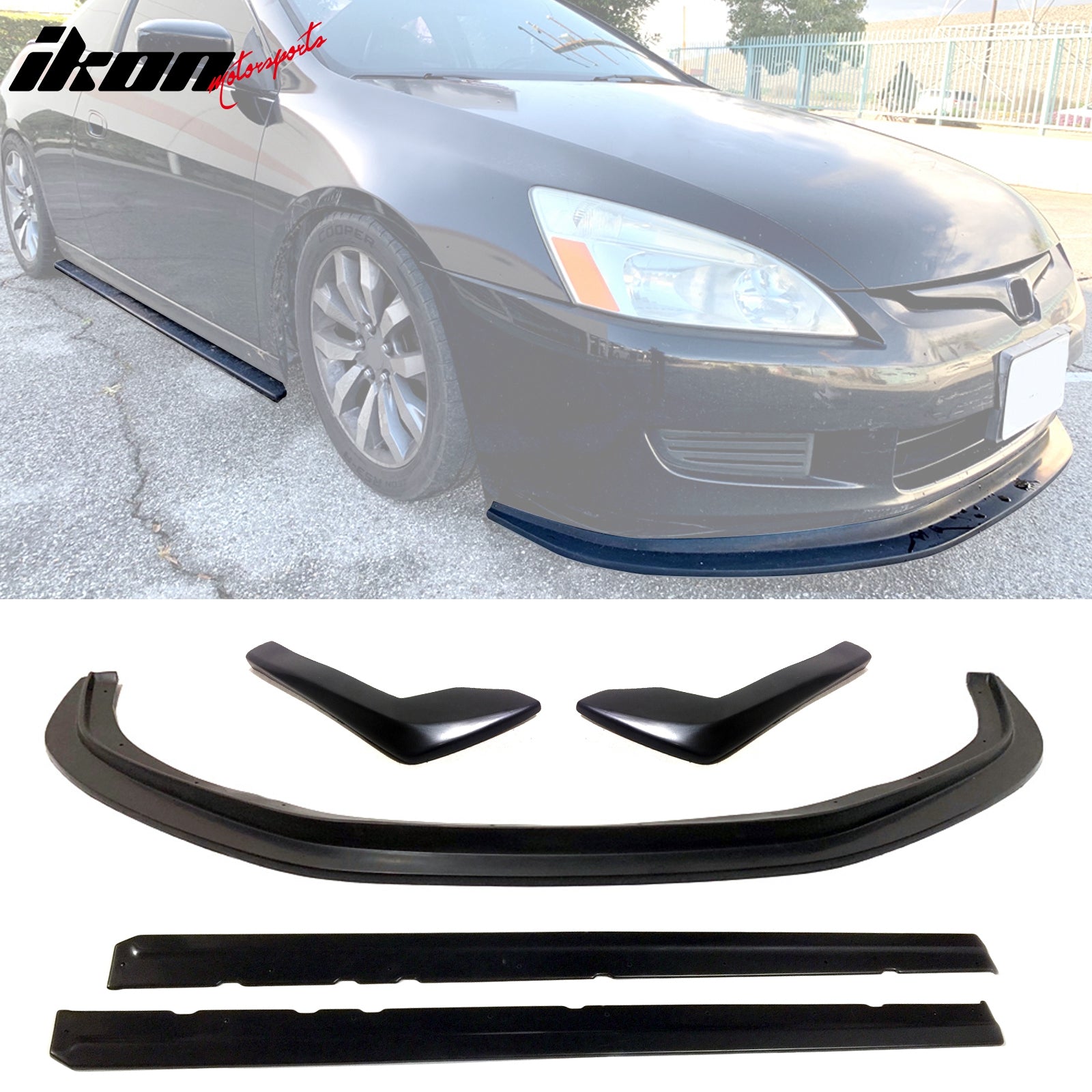 Fits 03-05 Honda Accord 2-Door MDA Side Skirts + Front Bumper Lip