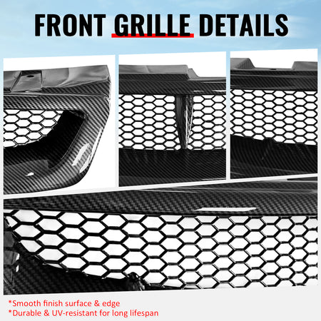 Fits 03-07 Infiniti G35 Coupe JDM Style Front Upper Grille Carbon Fiber Look ABS