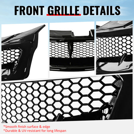 For 03-07 Infiniti G35 Coupe JDM Style Front Bumper Upper Grille Gloss Black ABS