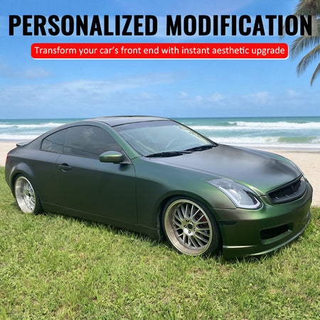 For 03-07 Infiniti G35 Coupe JDM Style Front Bumper Upper Grille Gloss Black ABS