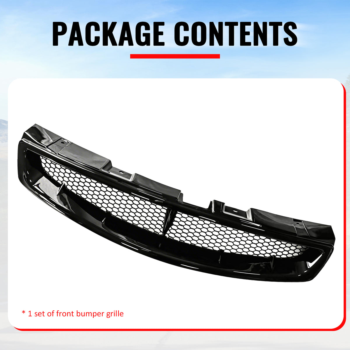 For 03-07 Infiniti G35 Coupe JDM Style Front Bumper Upper Grille Gloss Black ABS