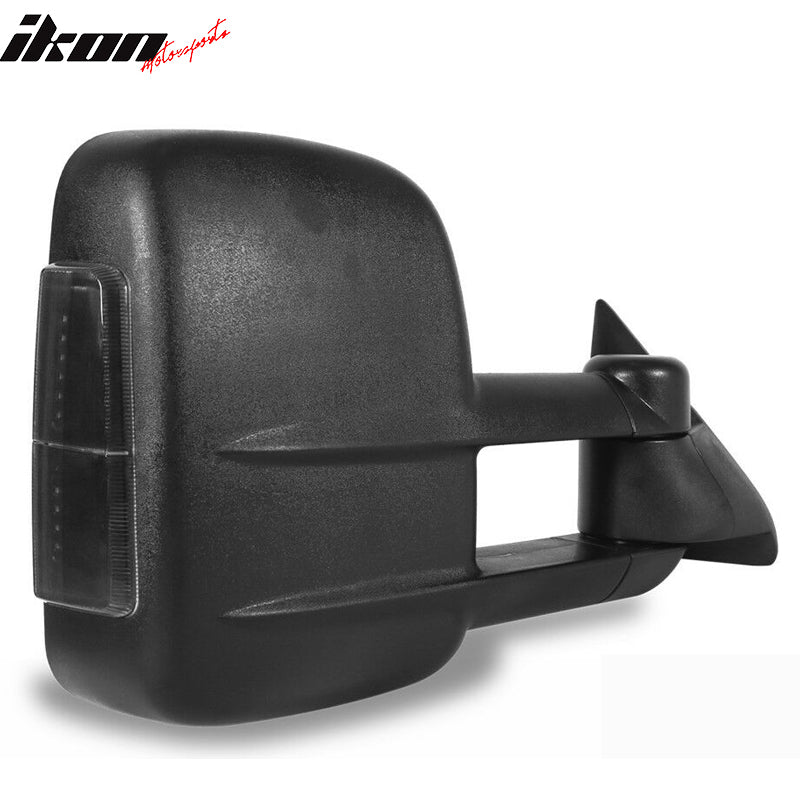 ITOPUP Towing Mirrors For Chevy Silverado & GMC Sierra 2003-2007 – Power Heated With LED Lights – Black Manual Tow Mirrors