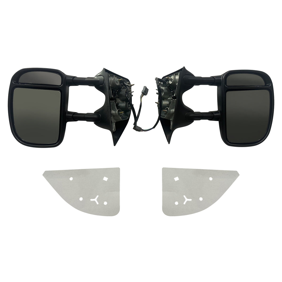 IKON MOTORSPORTS, Towing Mirrors Compatible With 2003-2007 Ford F-250/F-350 Super Duty, Texture Cover Side View Towing Mirror Power Heated with LED Turn Signal Dual Swing, Pair