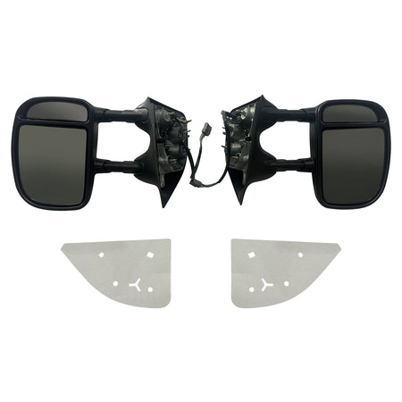 IKON MOTORSPORTS, Towing Mirrors Compatible With 2003-2007 Ford F-250/F-350 Super Duty, Texture Cover Side View Towing Mirror Power Heated with LED Turn Signal Dual Swing, Pair