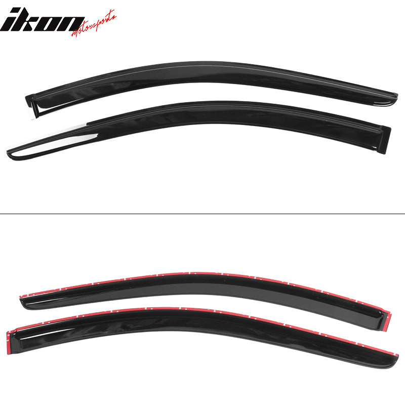 IKON MOTORSPORTS Tape on Window Visors Compatible with 2003-2007 Honda Accord, Acrylic Smoke Tinted / Semi-transparent Sun Rain Guard Wind Vent Air Deflector Shade