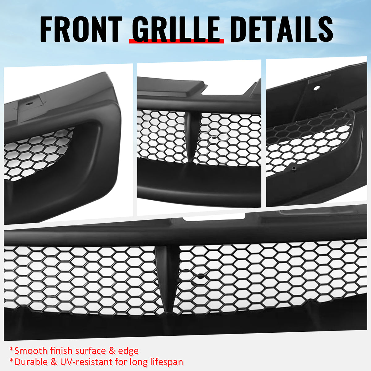 For 03-07 Infiniti G35 Coupe JDM Style Front Bumper Upper Grille Matte Black ABS