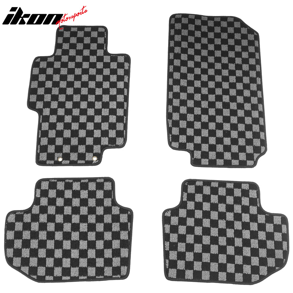 2003-2007 Honda Accord Coupe 2-Door Floor Mats Carpet Black Gray Plaid Polypropylene