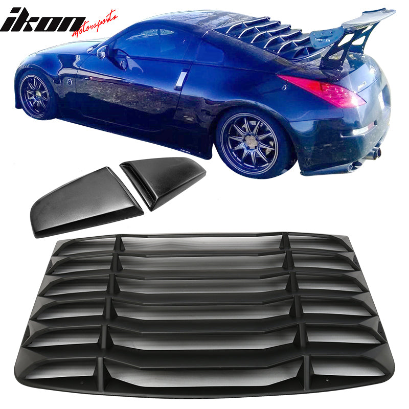 2003-2008 Nissan 350Z Black Rear Window Louver Side Vent ABS Plastic