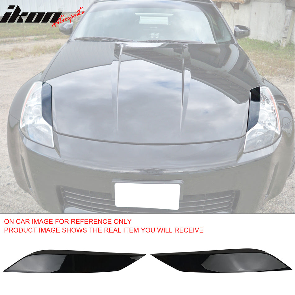 2003-2009 Nissan 350Z Painted #KH3 Black Headlight Eyelids Eyebrows