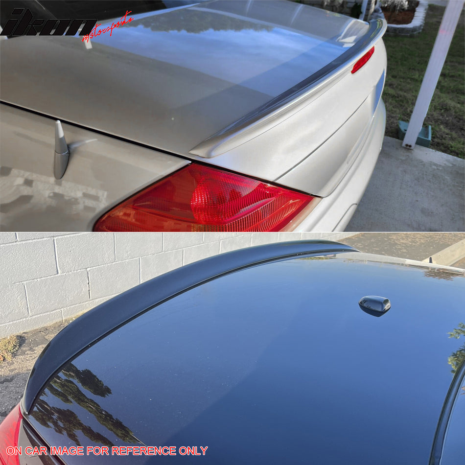 IKON MOTORSPORTS, Trunk Spoiler Compatible with 2003-2011 Benz R230 SL-Class, AMG Style Painted #197 Obsidian Black Met ABS Plastic Rear Trunk Lid Spoiler Wing Lip