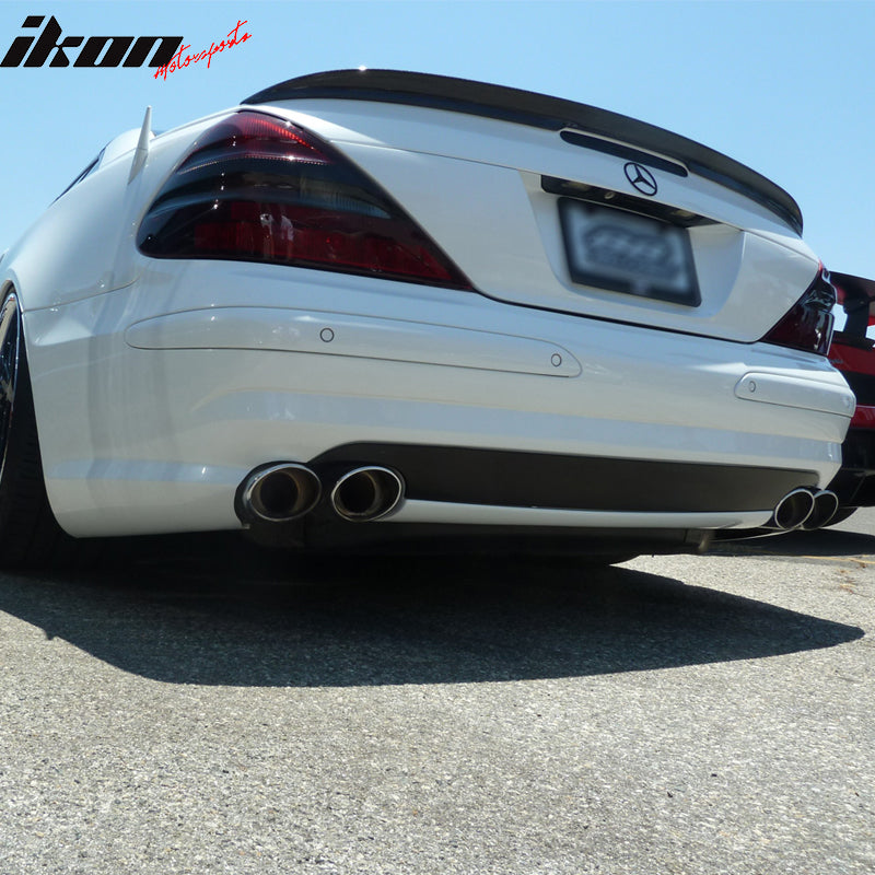 IKON MOTORSPORTS, Trunk Spoiler Compatible with 2003-2011 Benz R230 SL-Class, AMG Style Carbon Fiber CF Rear Trunk Lid Spoiler Wing Lip