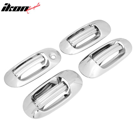 IKON MOTORSPORTS Door Handle Cover W/ 1-Keyhole, Compatible with 2003-2017 Ford Expedition & Lincoln Navigator, ABS Chrome Door Handle Protector Cap Driver Passenger Side Front Rear Door Handle Covers