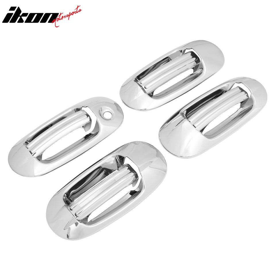 IKON MOTORSPORTS Door Handle Cover W/ 1-Keyhole, Compatible with 2003-2017 Ford Expedition & Lincoln Navigator, ABS Chrome Door Handle Protector Cap Driver Passenger Side Front Rear Door Handle Covers