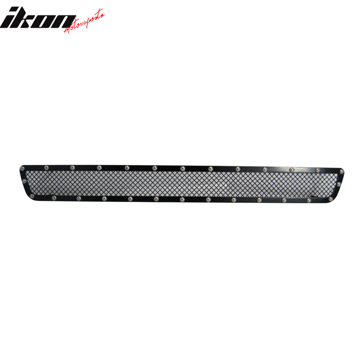 IKON MOTORSPORTS Front Bumper Lower Bottom Grille Insert, Compatible with 2004-2005 Ford F-150, Mesh Style W/Chrome Rivets Black Stainless Steel Perimeter Woven Replacement Front Bumper Grill Assembly