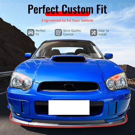 IKON MOTORSPORTS Front Bumper Lip, Compatible with Fits 2004-2005 Subaru Impreza WRX STI, STI Style Carbon Fiber Print PP Injection Added-on Air Dam Chin Spoiler Protector Splitter 3PCS